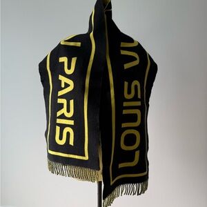 Louis Vuitton Gravity Yellow and Black Cashmere Wool Scarf